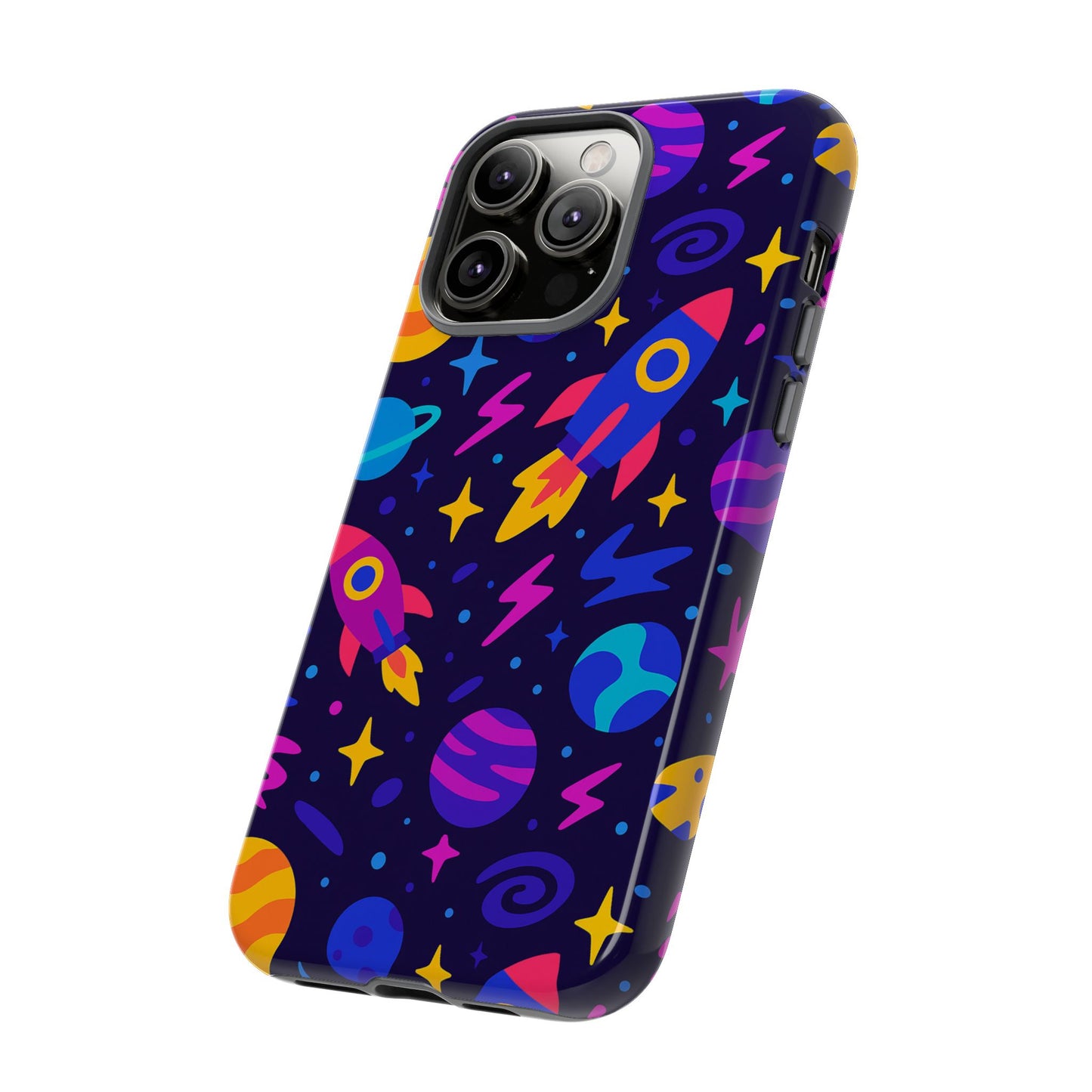 vibrant 3d wrap protective phone case with playful space theme for stylish self-expression compatible with iphone 13, 14, 15 & 16 – all models including pro, pro max & plus