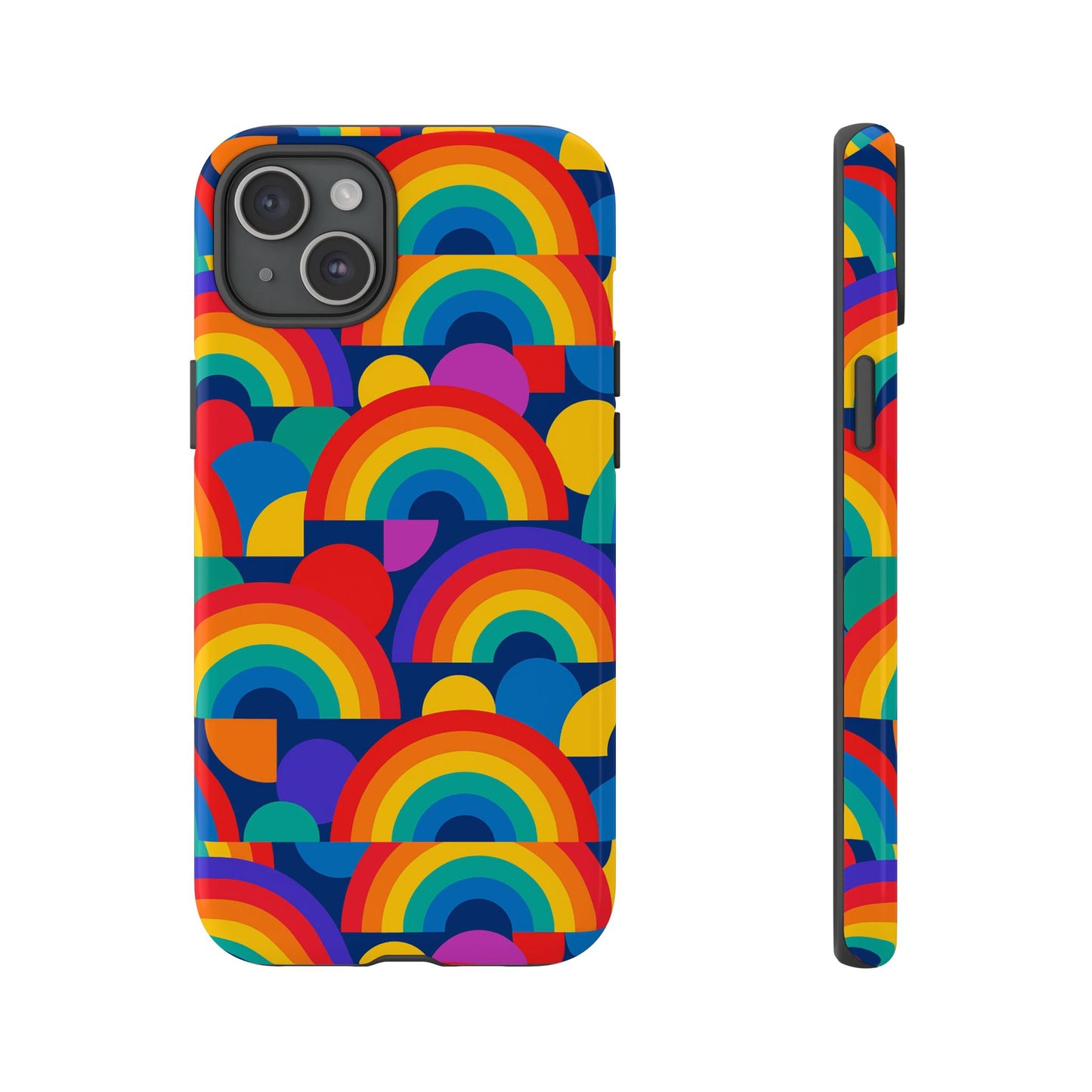 multicolour rainbow design protective phone case – stylish 3d wrap finish for unique expression – compatible with iphone 13, 14, 15 & 16 – all models including pro, pro max & plus