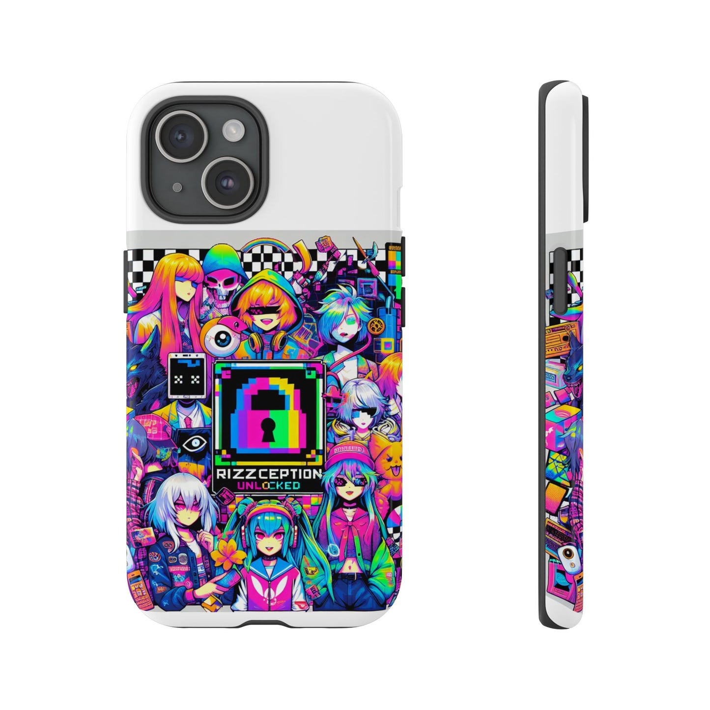 rizzception unlocked 3d wrap protective phone case for anime lovers, durable silicone liner, uv protected, stylish accessories for smartphones
