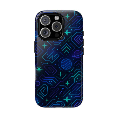 Vibrant Space Design Protective Phone Case in Blue and Green 3D Wrap for Stylish Protection Compatible with iPhone 13, 14, 15 & 16 – All Models Including Pro, Pro Max & Plus