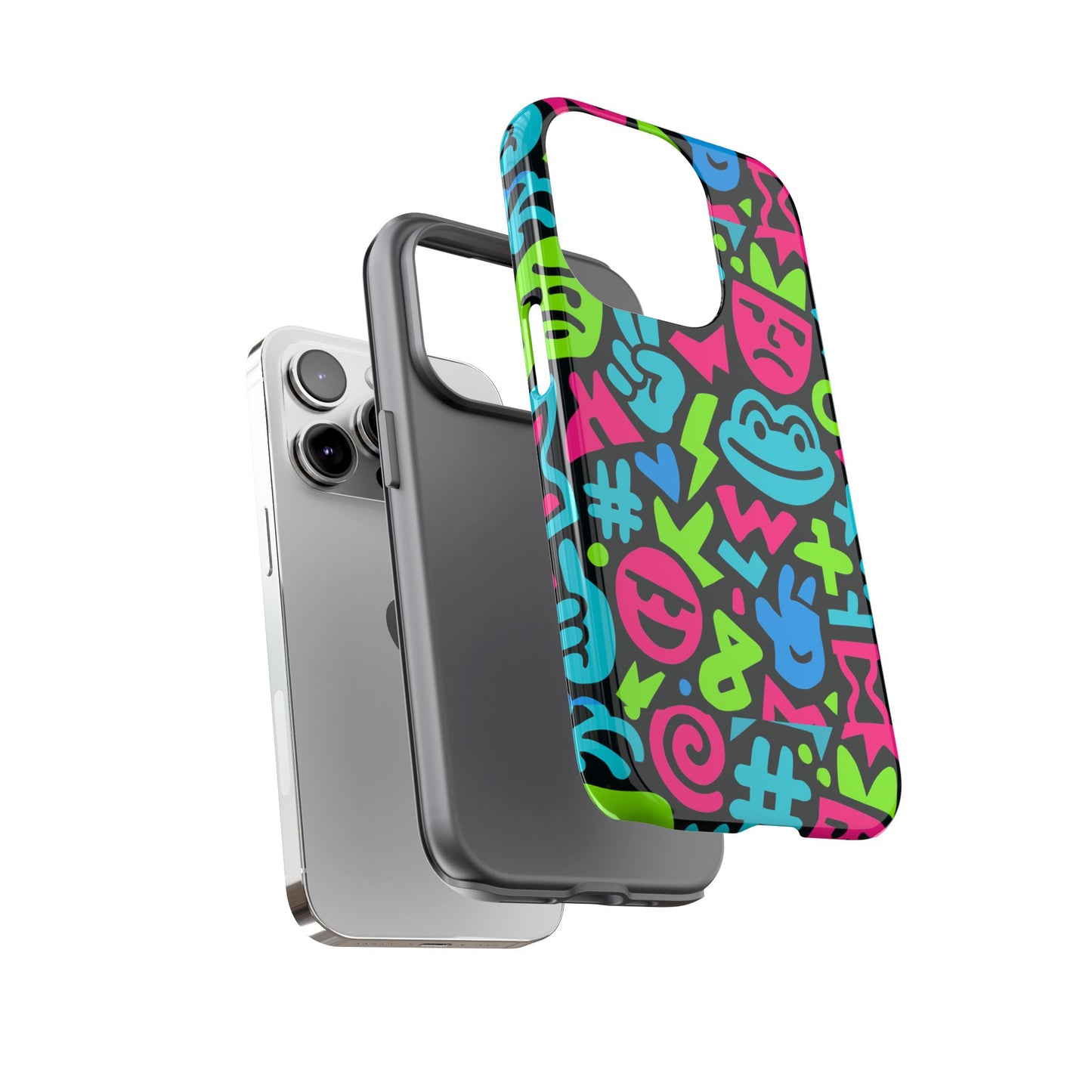 vibrant emoji pattern protective phone case colourful 3d design stylish protection for unisex smartphones compatible with iphone 13, 14, 15 & 16 – all models including pro, pro max & plus