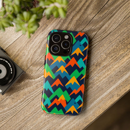 Vibrant Mountain Design Protective Phone Case with Colourful Abstract Pattern for Stylish Protection Compatible with iPhone 13, 14, 15 & 16 – All Models Including Pro, Pro Max & Plus