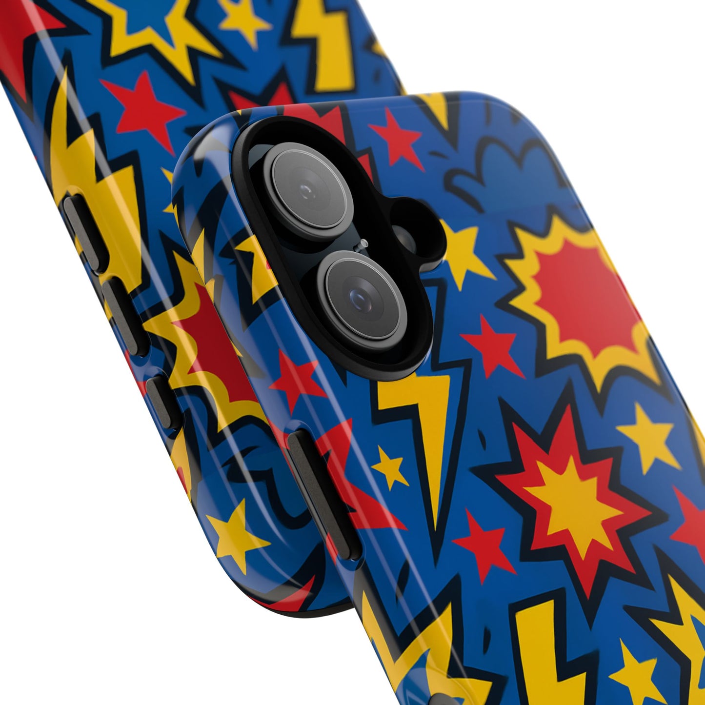 vibrant 3d superhero design protective phone case for fun retro style and unique expression compatible with iphone 13, 14, 15 & 16 – all models including pro, pro max & plus