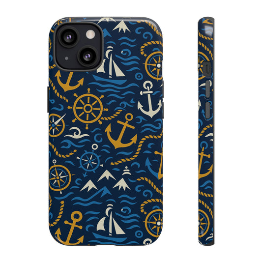 Vibrant Nautical Blue Phone Case with 3D Anchor Design for Stylish Protection Compatible with iPhone 13, 14, 15 & 16 – all models including Pro, Pro Max & Plus
