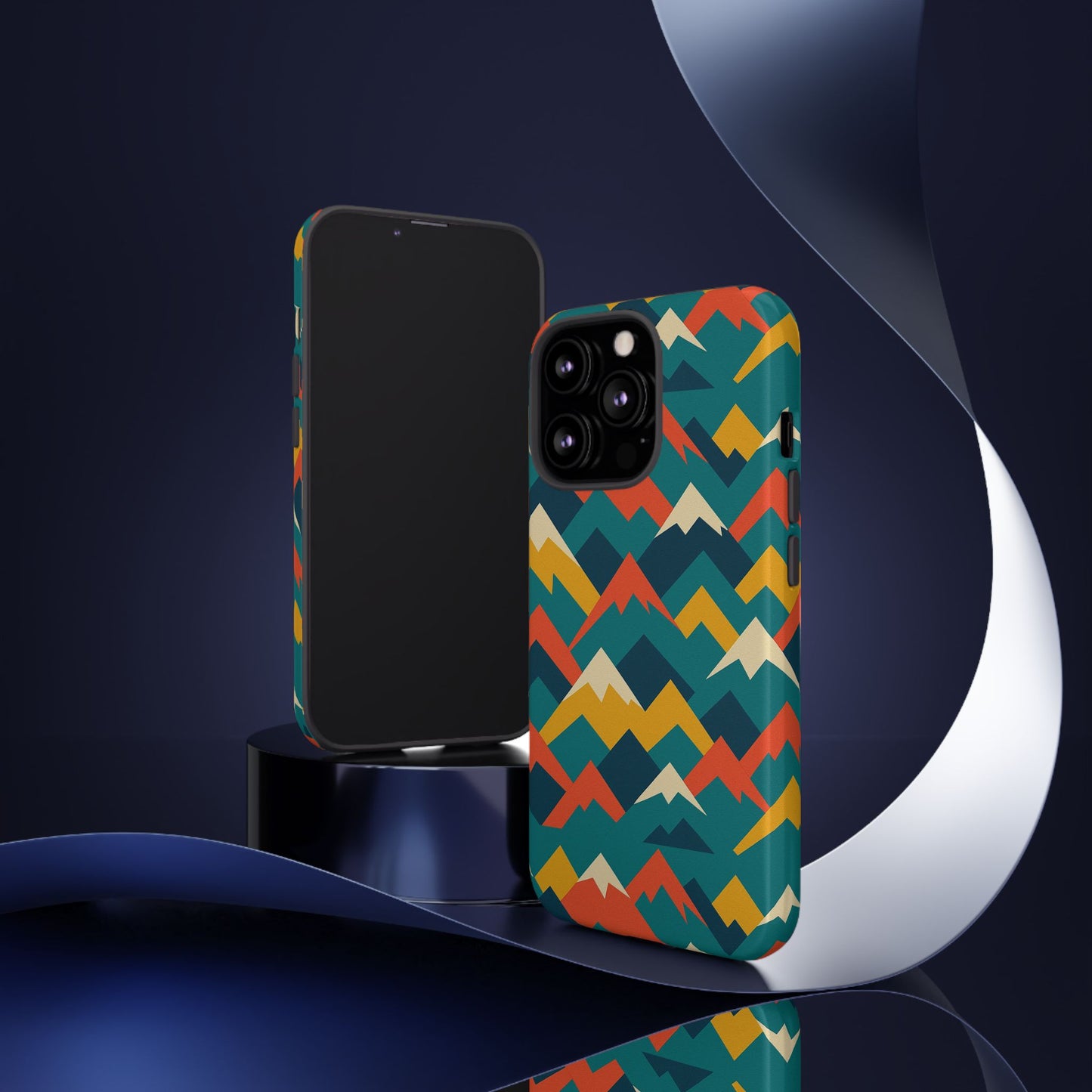 vibrant mountain pattern 3d wrap protective phone case stylish accessory for men and women compatible with iphone 13, 14, 15 & 16 – all models including pro, pro max & plus