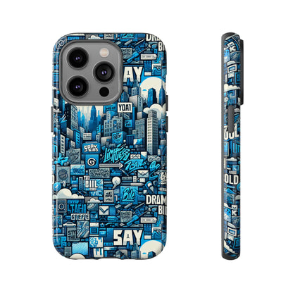 Protective Phone Case with 3D Urban Design in Blue for Stylish Protection – Trendy Accessory Compatible with iPhone 13, 14, 15 & 16 – All Models Including Pro, Pro Max & Plus