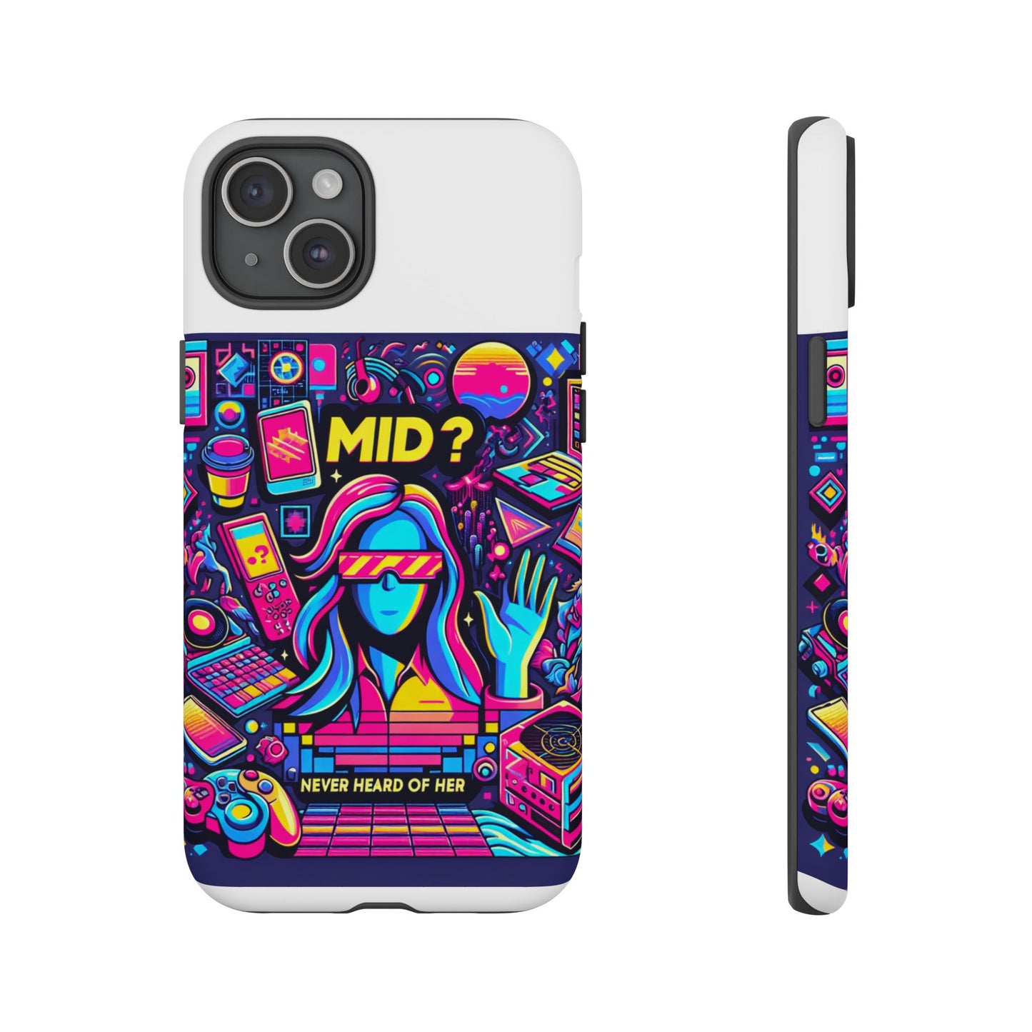 mid never heard of her 3d wrap protective phone case for anime and comic lovers, durable shock absorption, uv protected, glossy or matte finish