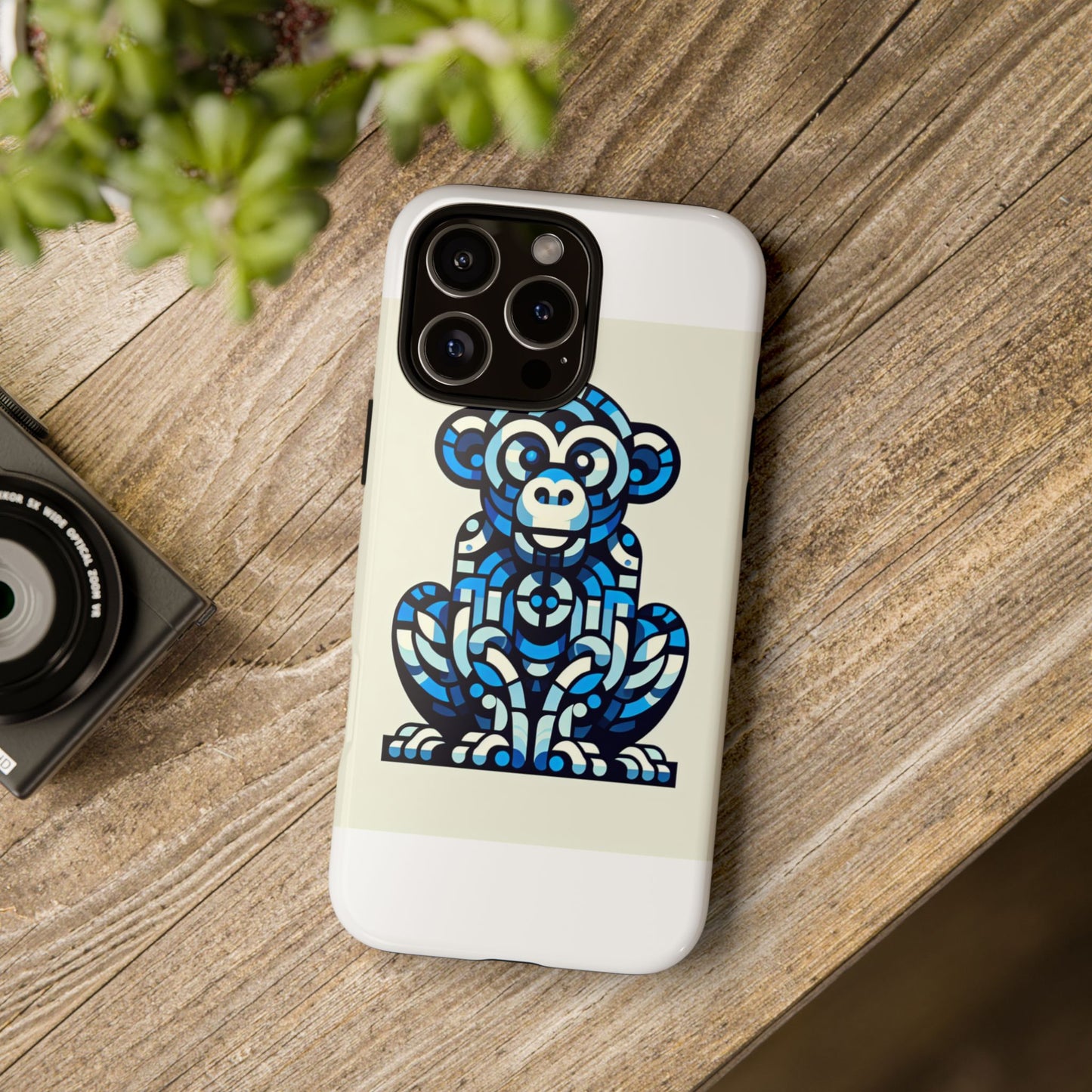 vibrant blue 3d wrap phone case with playful monkey design for creative individuals compatible with iphone 13, 14, 15 & 16 – all models including pro, pro max & plus