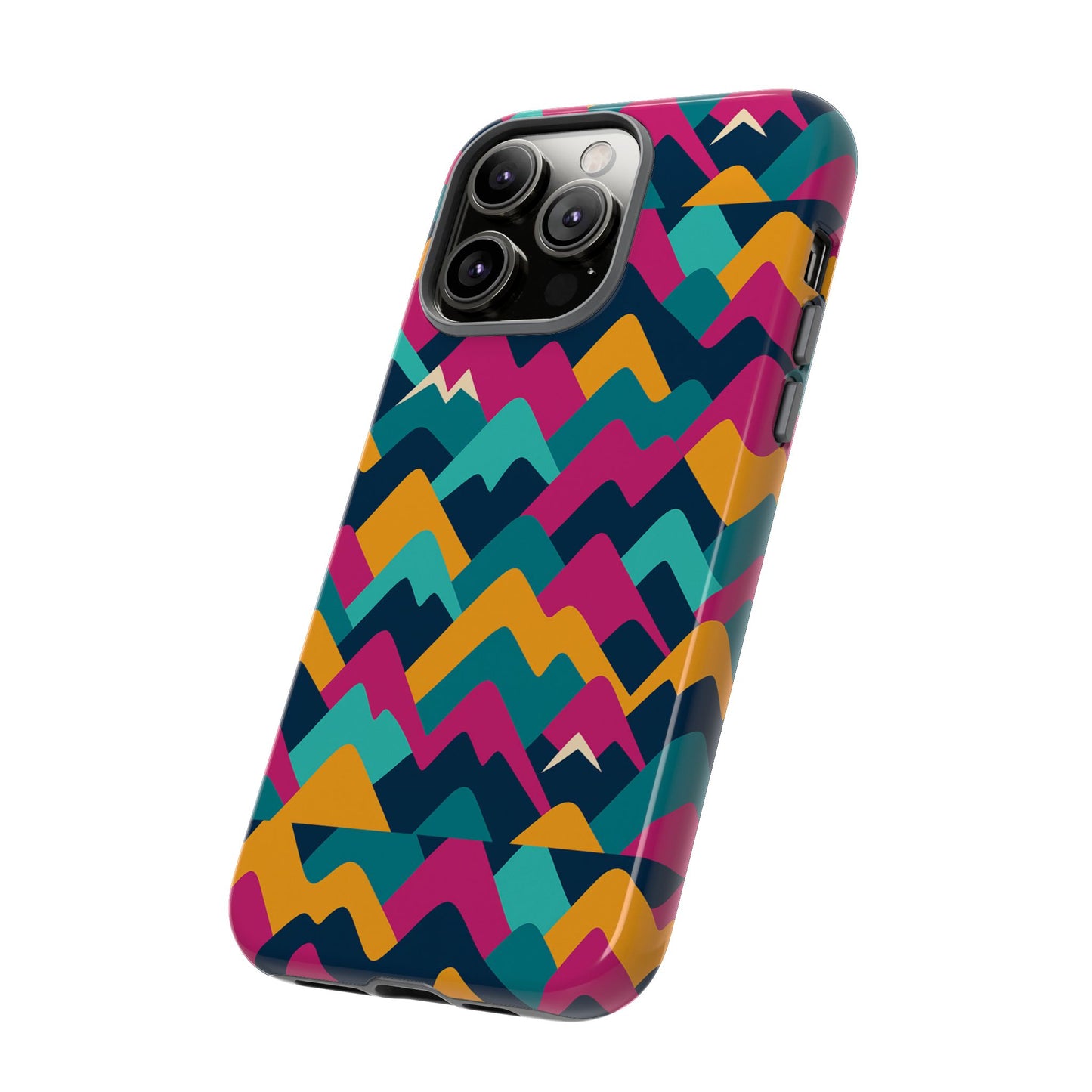 vibrant 3d geometric protective phone case for unisex, stylish smartphone accessory with playful design, compatible with iphone 13, 14, 15 & 16 – all models including pro, pro max & plus