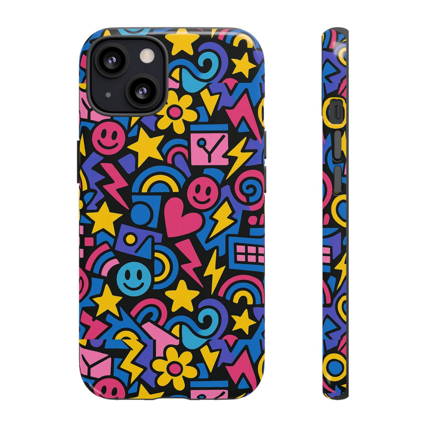 vibrant multicolour cartoon protective phone case – playful 3d design for stylish protection – compatible with iphone 13, 14, 15 & 16 – all models including pro, pro max & plus