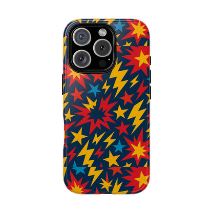 Vibrant 3D Superhero Phone Case with Colourful Lightning Design for Men and Women, Stylish Protection Compatible with iPhone 13, 14, 15 & 16 – all models including Pro, Pro Max & Plus