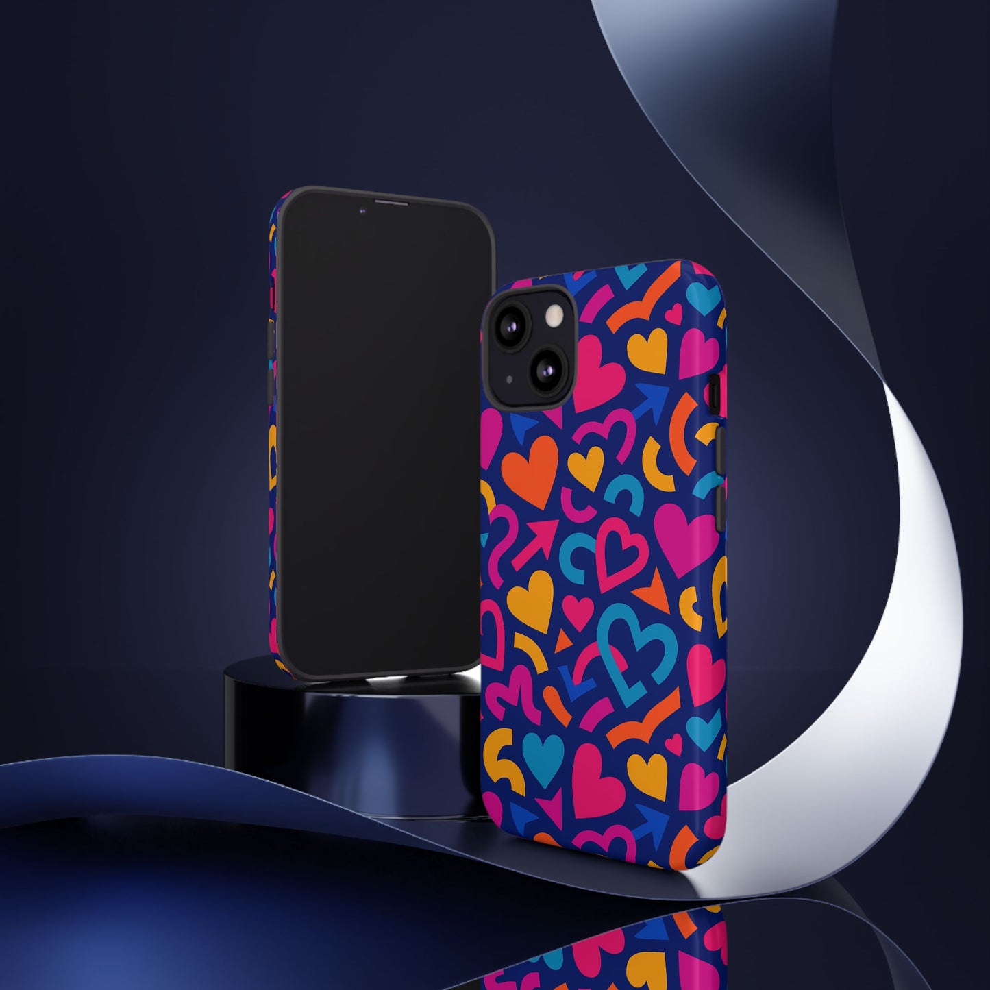 vibrant multicolour heart pattern protective phone case with 3d wrap design for stylish smartphone accessories compatible with iphone 13, 14, 15 & 16 – all models including pro, pro max & plus