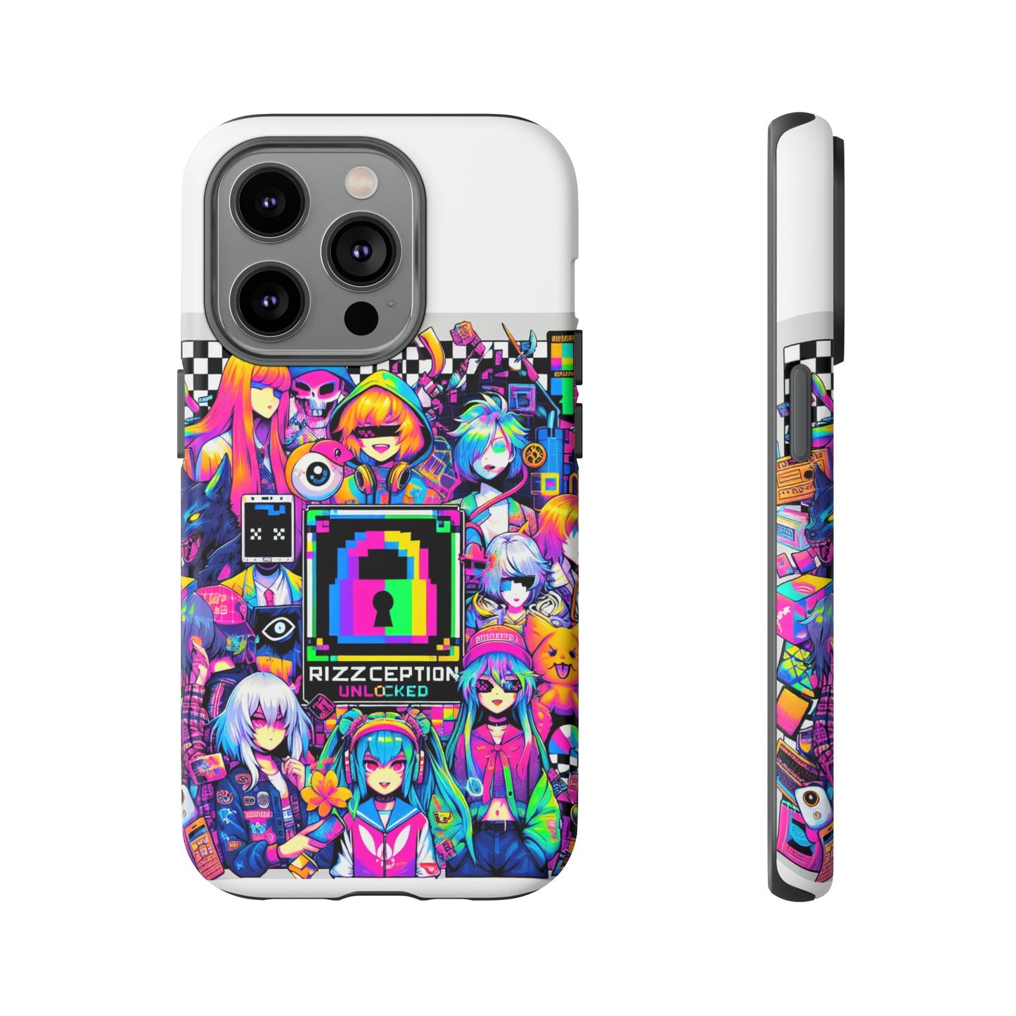 rizzception unlocked 3d wrap protective phone case for anime lovers, durable silicone liner, uv protected, stylish accessories for smartphones