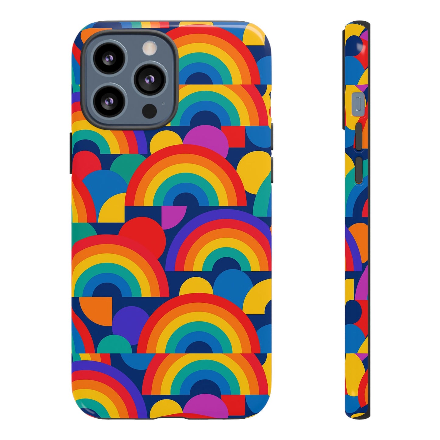 multicolour rainbow design protective phone case – stylish 3d wrap finish for unique expression – compatible with iphone 13, 14, 15 & 16 – all models including pro, pro max & plus