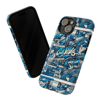 Vibrant 3D Wrap Protective Phone Case in Retro Blue Aesthetic for Stylish Protection Compatible with iPhone 13, 14, 15 & 16 – All Models Including Pro, Pro Max & Plus
