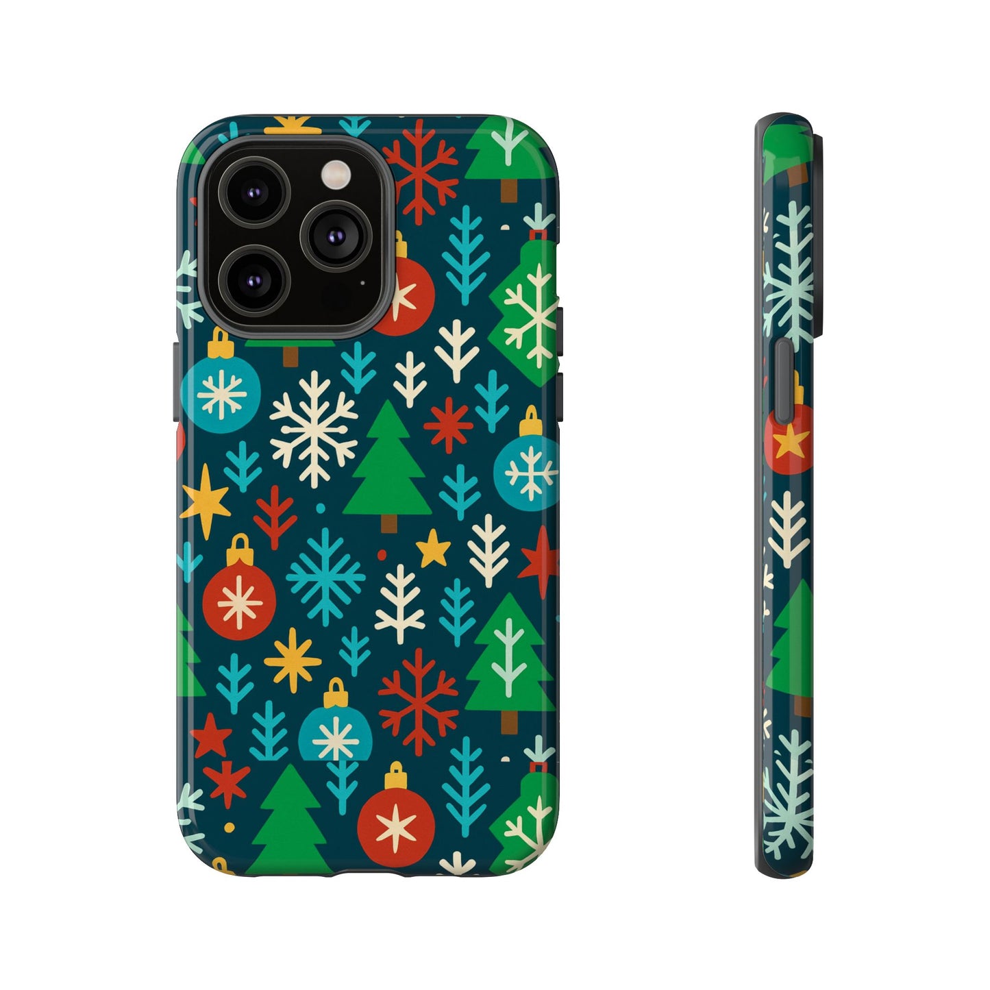 multicolour 3d wrap protective phone case with retro christmas design for stylish protection – compatible with iphone 13, 14, 15 & 16 – all models including pro, pro max & plus