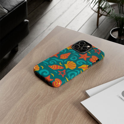 Vibrant Coastal Shell Pattern Protective Phone Case for Stylish Self-Expression Compatible with iPhone 13, 14, 15 & 16 – all models including Pro, Pro Max & Plus