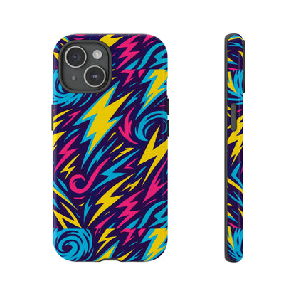 Vibrant Retro Lightning Bolt Protective Phone Case with 3D Design for Fashion Lovers Compatible with iPhone 13, 14, 15 & 16 – all models including Pro, Pro Max & Plus