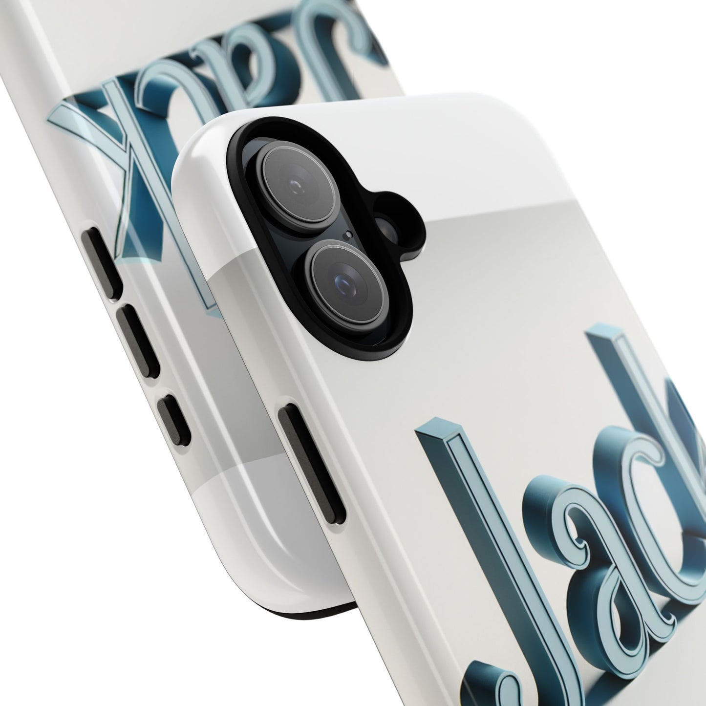 vibrant 3d text protective phone case in blue for unique self-expression – stylish protection compatible with iphone 13, 14, 15 & 16 – all models including pro, pro max & plus