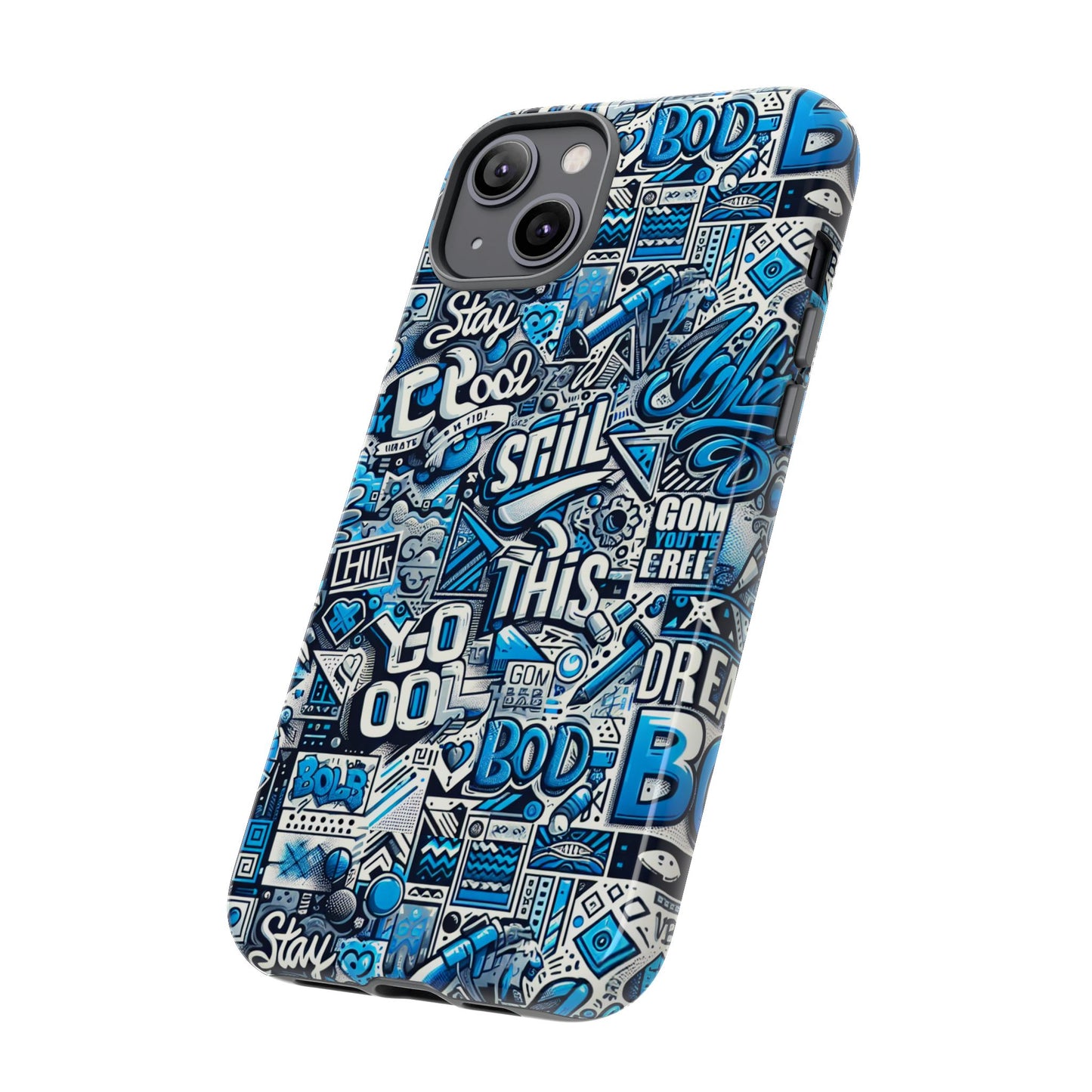 blue pattern image 14 phone case with 3d wrap design for men and women compatible with smartphones shockproof and uv protective printed cover