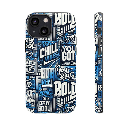 Vibrant 3D Typography Phone Case in Blue – Stylish Protection for Trendy Individuals – Compatible with iPhone 13, 14, 15 & 16 – all models including Pro, Pro Max & Plus