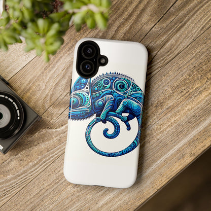Vibrant 3D Wrap Protective Phone Case with Blue Chameleon Design, Creative Accessory for Unique Style, Compatible with iPhone 13, 14, 15 & 16 – all models including Pro, Pro Max & Plus