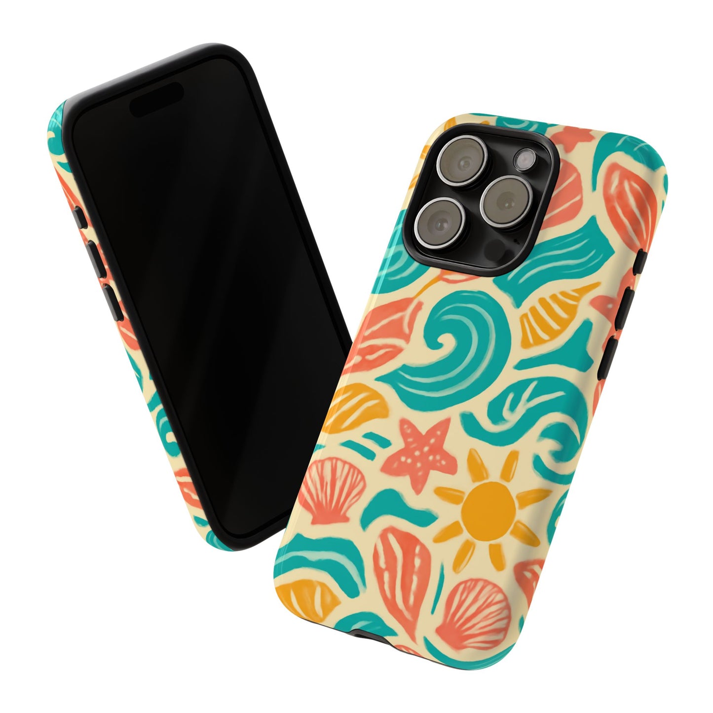 vibrant beach style protective phone case with 3d wrap design for stylish protection – compatible with iphone 13, 14, 15 & 16 – all models including pro, pro max & plus