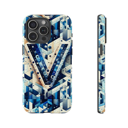 Blue Alphabet V Phone Case for Samsung and iPhone Shockproof Protective Cover with 3D Wrap Design and UV Resistance