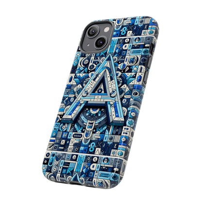 Blue Alphabet Letter A Phone Case for iPhone and Samsung Galaxy Durable Shockproof Cover with 3D Wrap Design Kids and Teenagers Gift