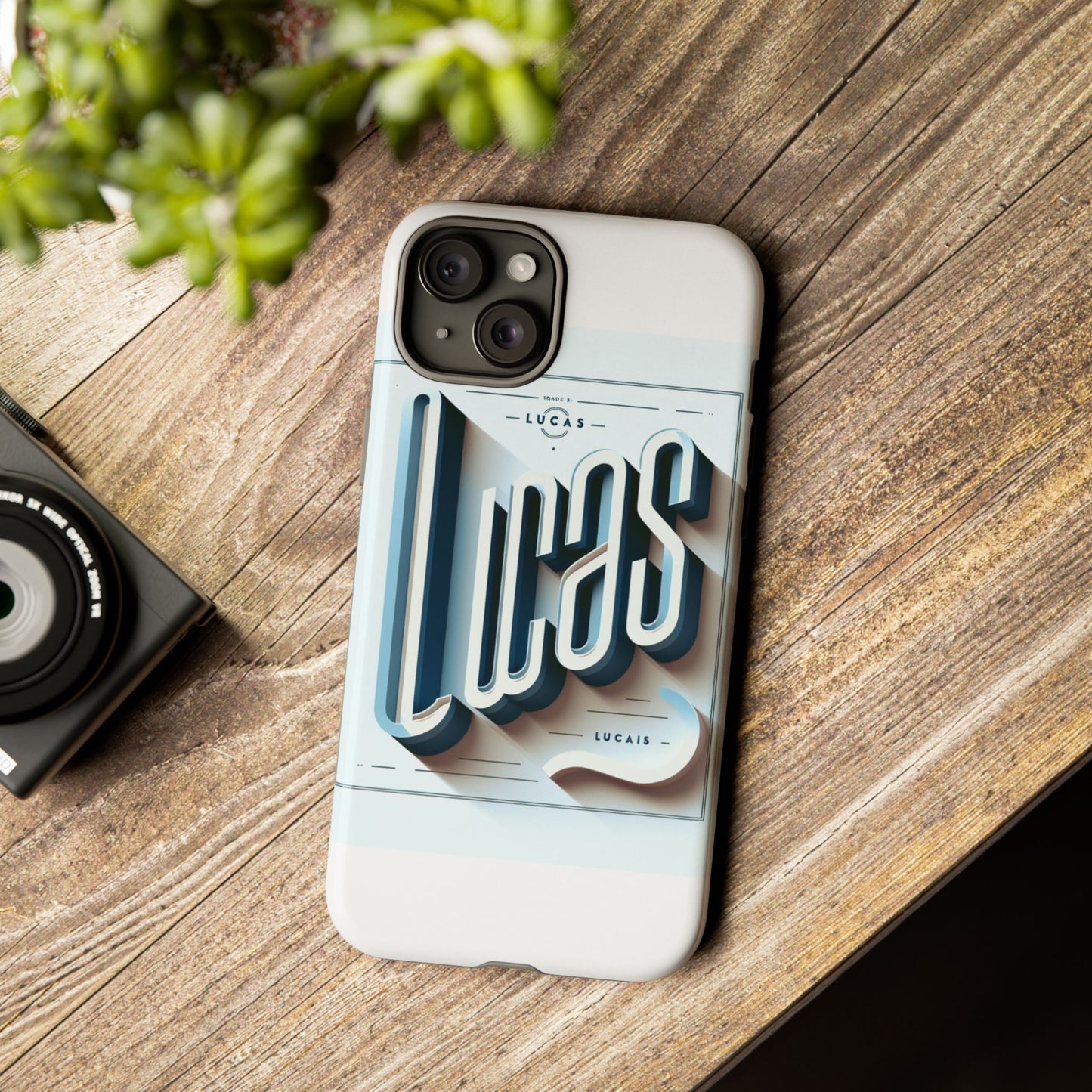 3d wrap protective phone case in blue with playful typography design – stylish protection compatible with iphone 13, 14, 15 & 16 – all models including pro, pro max & plus