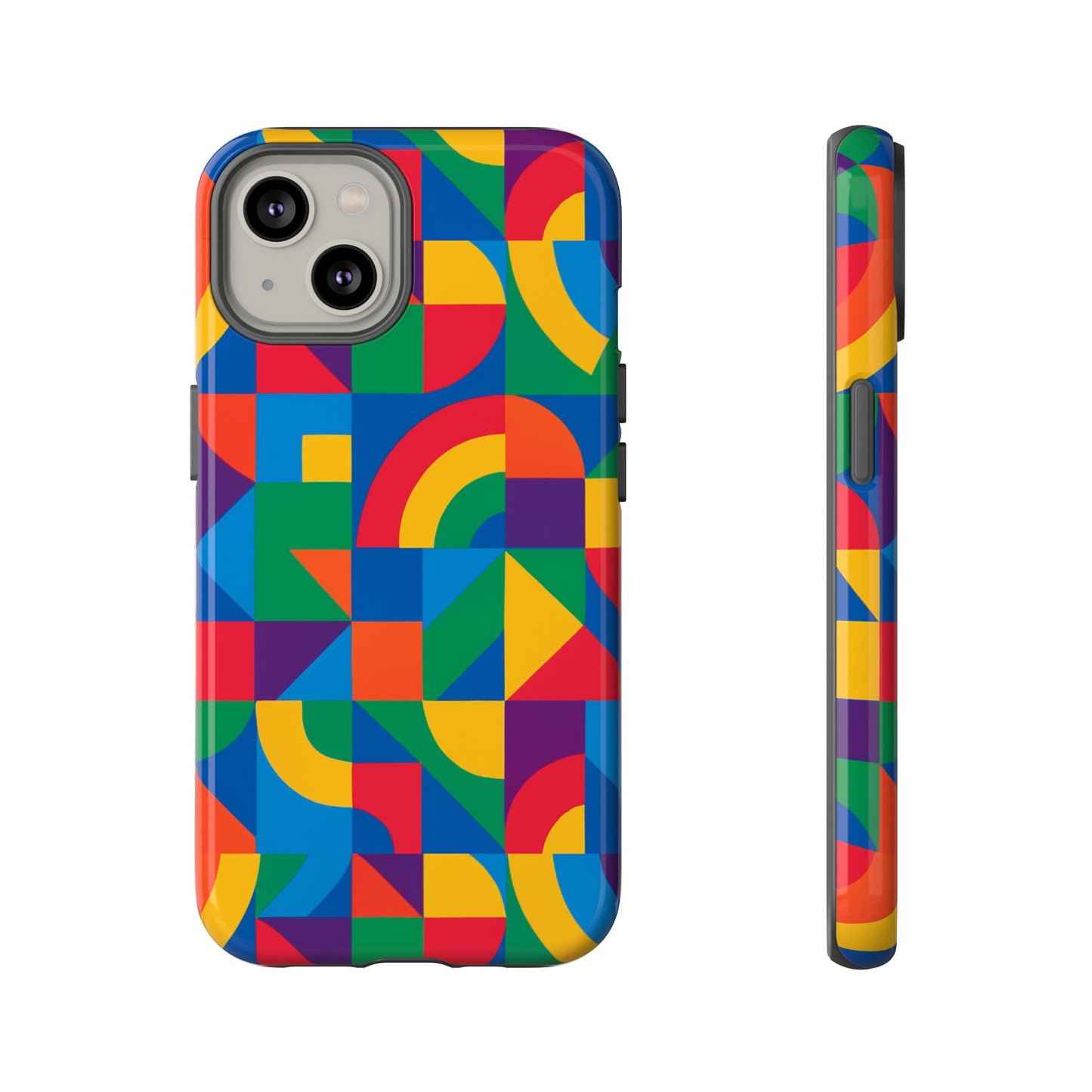 vibrant 3d geometric phone case with bold design stylish protection accessory compatible with iphone 13, 14, 15 & 16 – all models including pro, pro max & plus