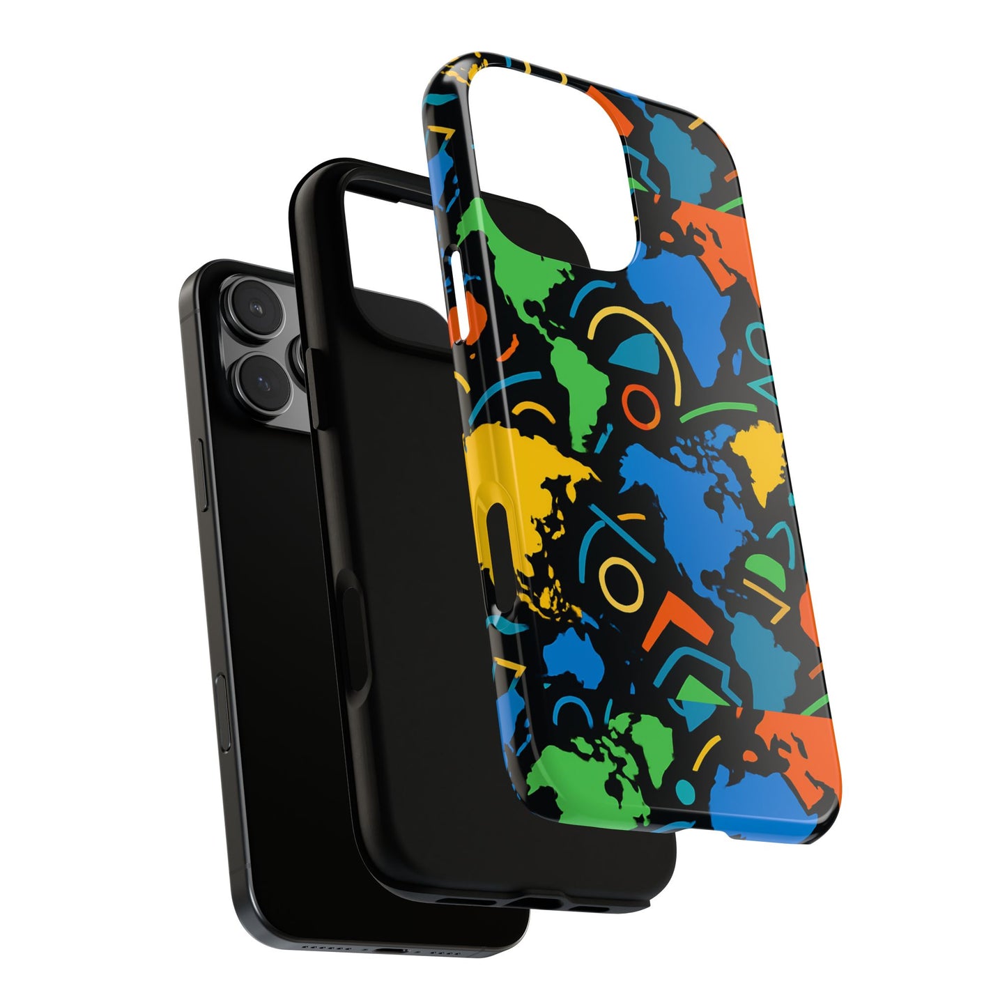 multicolour 3d geometric phone case for stylish protection and individuality compatible with iphone 13, 14, 15 & 16 – all models including pro, pro max & plus