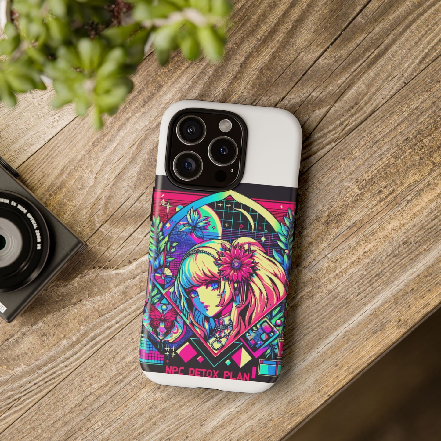 npc detox plan - vibrant protective phone case for anime and comic lovers, durable shock absorption, uv protected, glossy or matte finish