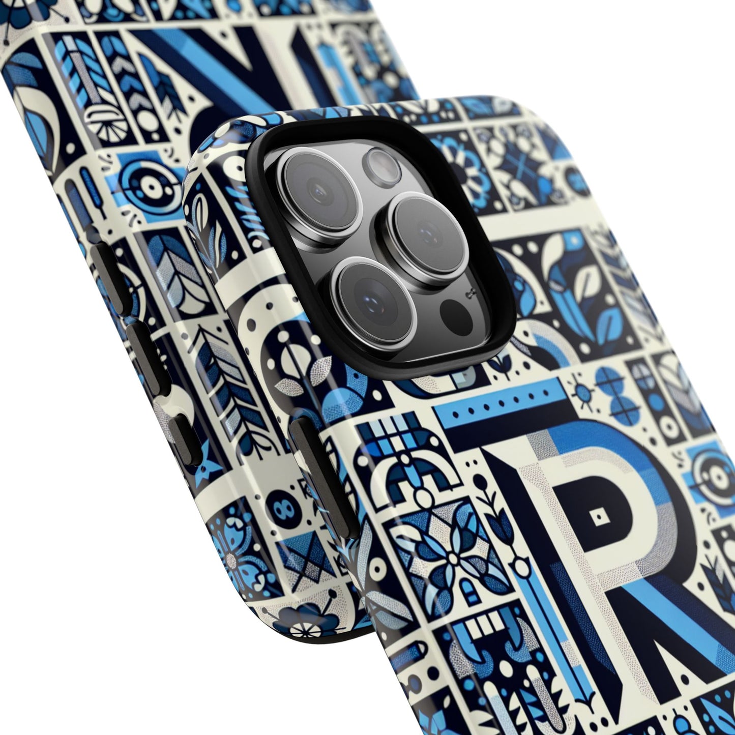 blue alphabet r phone case with 3d wrap and shock absorption for kids and teenagers