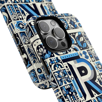 Blue Alphabet R Phone Case with 3D Wrap and Shock Absorption for Kids and Teenagers