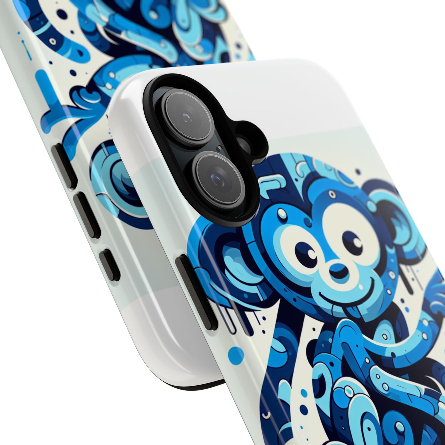 protective 3d wrap phone case with playful monkey design in blue – stylish protection for men and women compatible with iphone 13, 14, 15 & 16 – all models including pro, pro max & plus