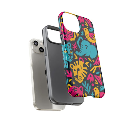 Vibrant 3D Animal Print Protective Phone Case Colourful Design for Stylish Protection Compatible with iPhone 13, 14, 15 & 16 – all models including Pro, Pro Max & Plus