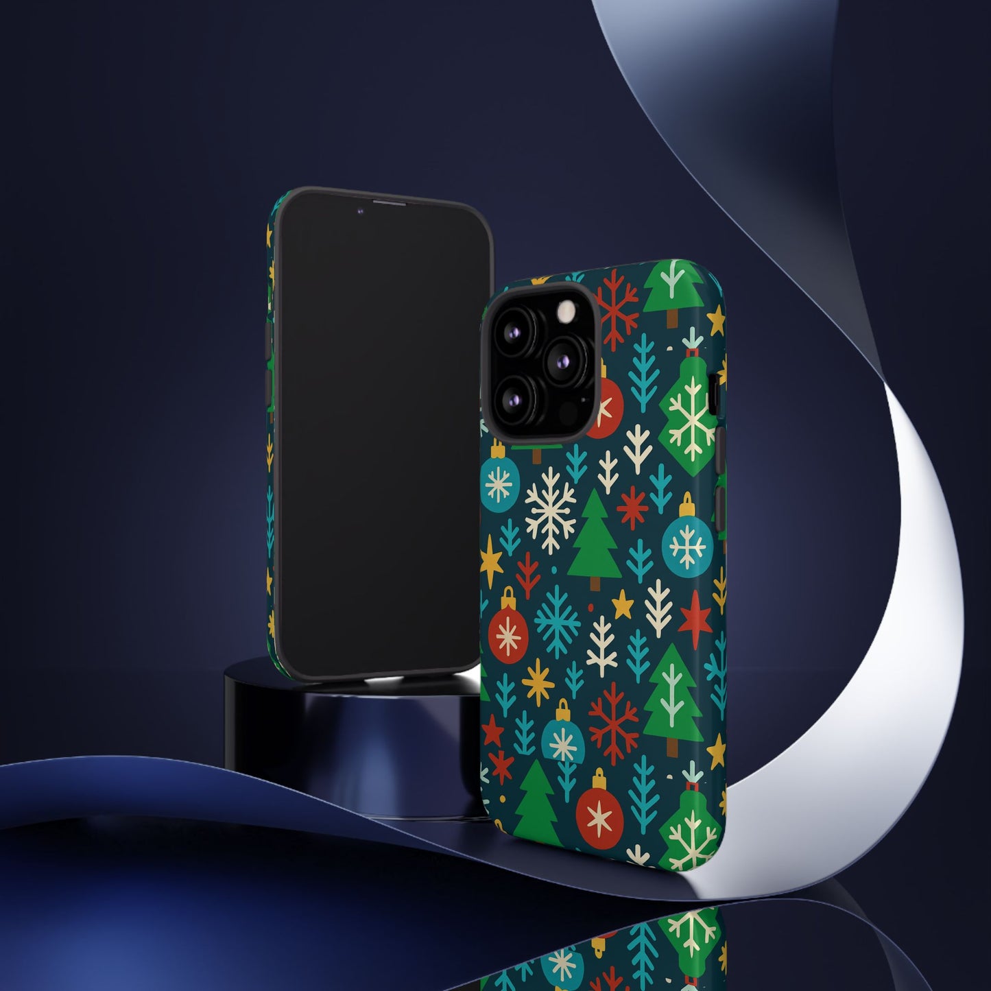 multicolour 3d wrap protective phone case with retro christmas design for stylish protection – compatible with iphone 13, 14, 15 & 16 – all models including pro, pro max & plus