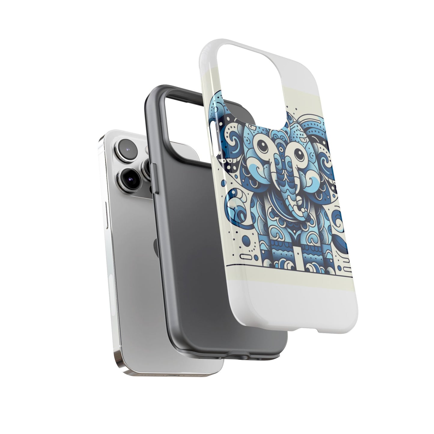 vibrant 3d elephant print protective phone case with colourful graphic design – stylish accessory compatible with iphone 13, 14, 15 & 16 – all models including pro, pro max & plus