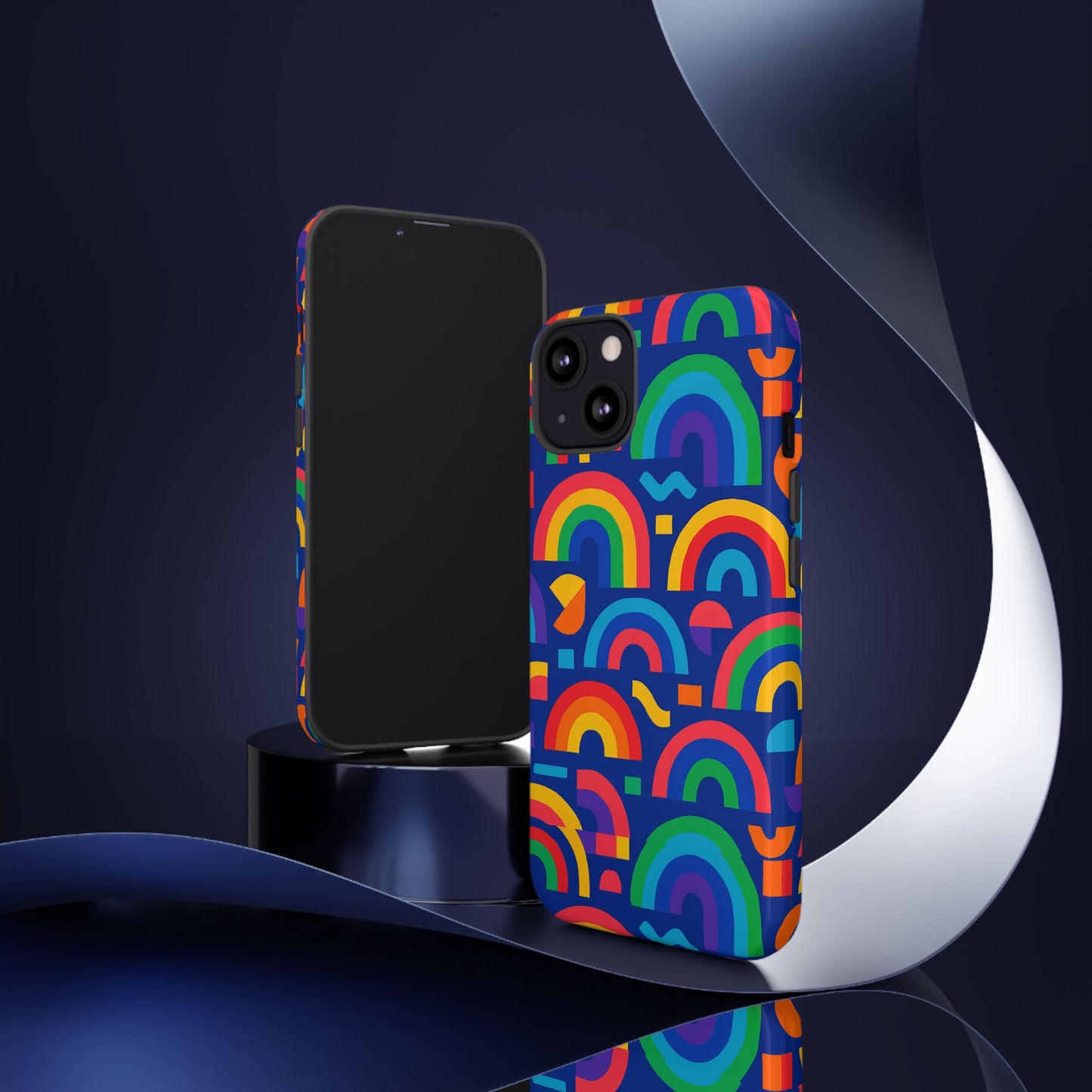 vibrant rainbow geometric 3d wrap protective phone case for stylish accessories compatible with iphone 13, 14, 15 & 16 – all models including pro, pro max & plus
