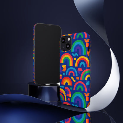 Vibrant Rainbow Geometric 3D Wrap Protective Phone Case for Stylish Accessories Compatible with iPhone 13, 14, 15 & 16 – All Models Including Pro, Pro Max & Plus