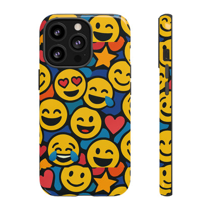 Multicolour Emoji Protective Phone Case with 3D Wrap Design Fun Accessory for Unisex Compatible with iPhone 13, 14, 15 & 16 – all models including Pro, Pro Max & Plus