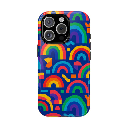 Vibrant Rainbow Geometric 3D Wrap Protective Phone Case for Stylish Accessories Compatible with iPhone 13, 14, 15 & 16 – All Models Including Pro, Pro Max & Plus