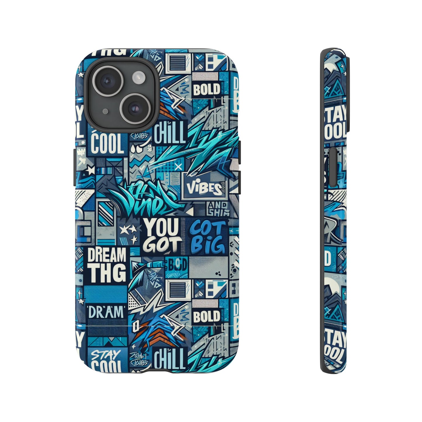 vibrant 3d wrap protective phone case in blue with playful graphic design for stylish protection – compatible with iphone 13, 14, 15 & 16 – all models including pro, pro max & plus