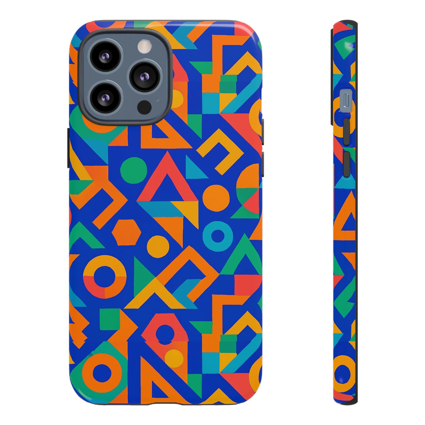 multicolour geometric 3d wrap protective phone case – vibrant accessory for creative individuals compatible with iphone 13, 14, 15 & 16 – all models including pro, pro max & plus