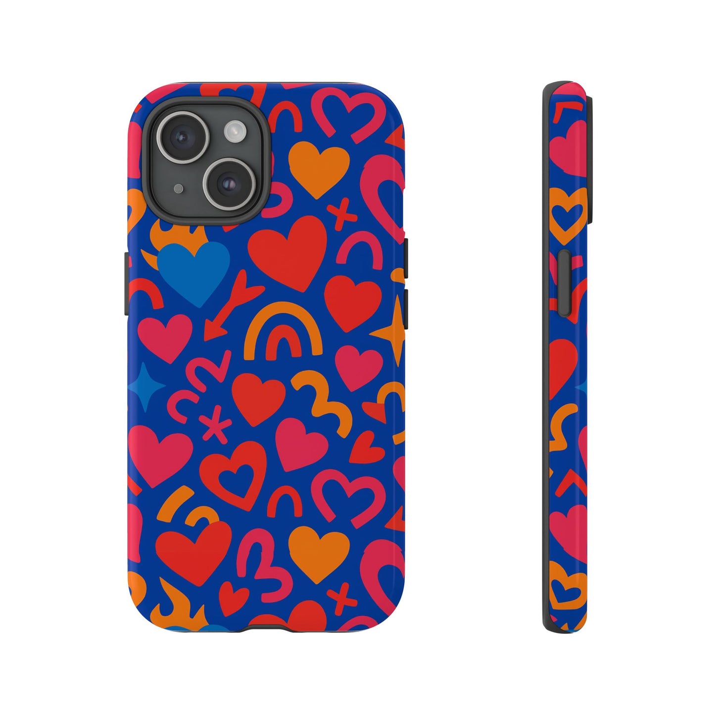 vibrant multicolour heart design protective phone case stylish accessory for self-expression compatible with iphone 13, 14, 15 & 16 – all models including pro, pro max & plus