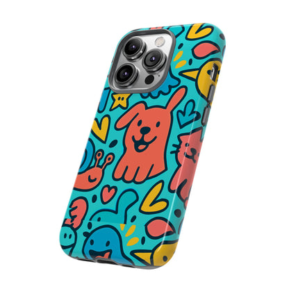 Vibrant Colourful Protective Phone Case with Fun Animal Cartoon Design – Stylish Protection for Kids and Adults Compatible with iPhone 13, 14, 15 & 16 – All Models Including Pro, Pro Max & Plus
