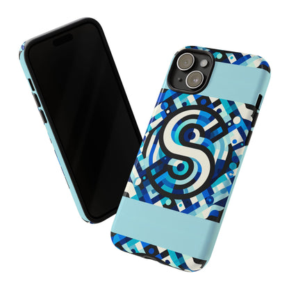 Letter Blue Alphabet S Phone Case with 3D Wrap Design for Stylish Protection and Unique Retro Anime Comic Style