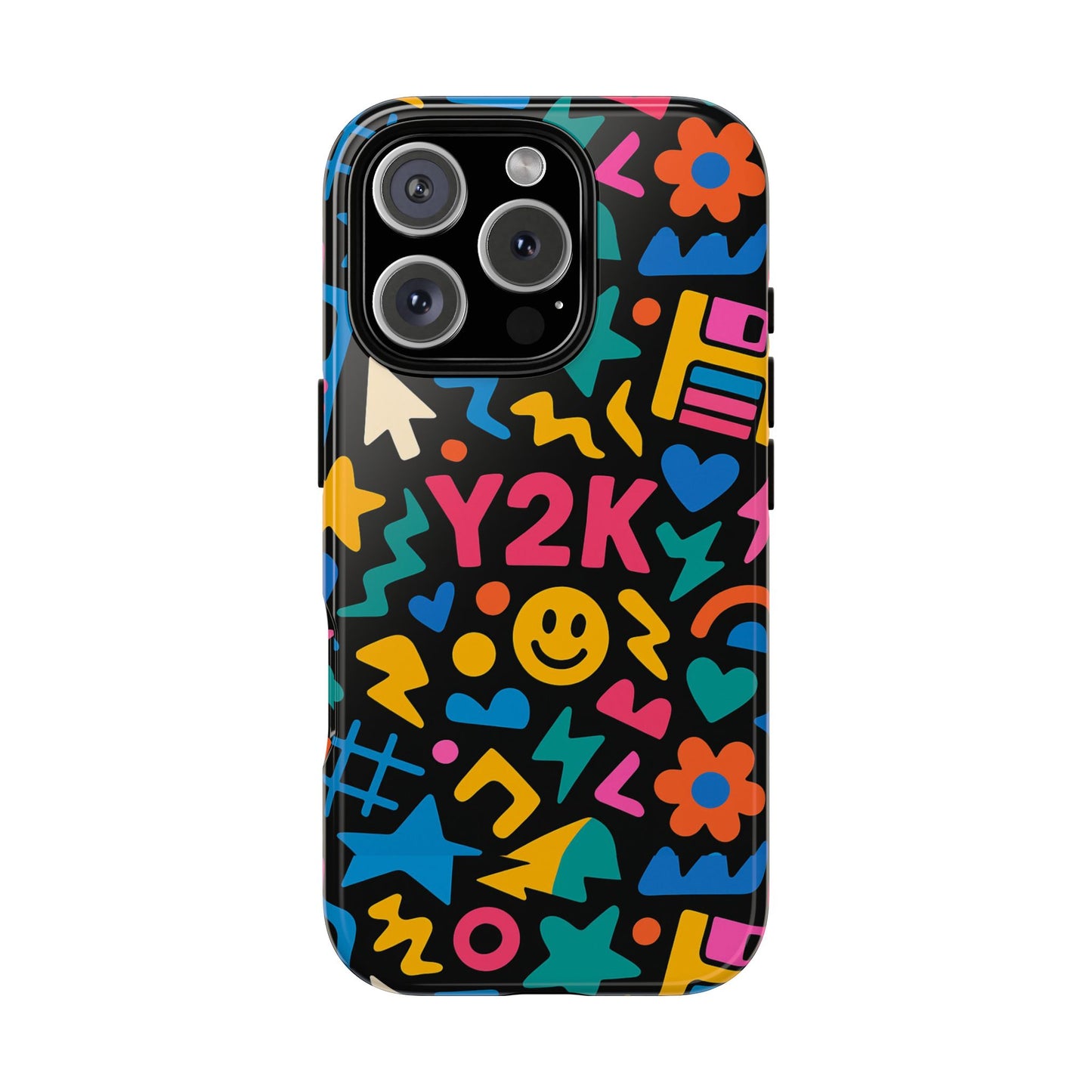 vibrant y2k design 3d wrap protective phone case for unique style and fashion accessory compatible with iphone 13, 14, 15 & 16 – all models including pro, pro max & plus