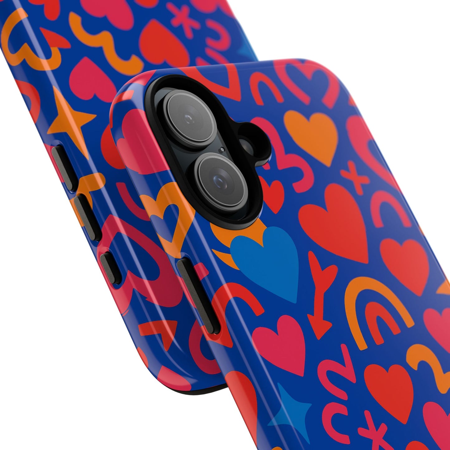 vibrant multicolour heart design protective phone case stylish accessory for self-expression compatible with iphone 13, 14, 15 & 16 – all models including pro, pro max & plus